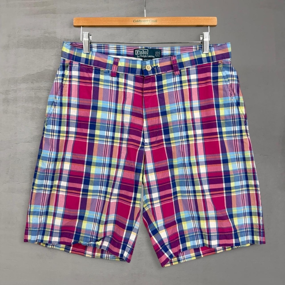 Polo Ralph Lauren Prospect Madras Shorts Multicolor Plaid Cotton Mens 33